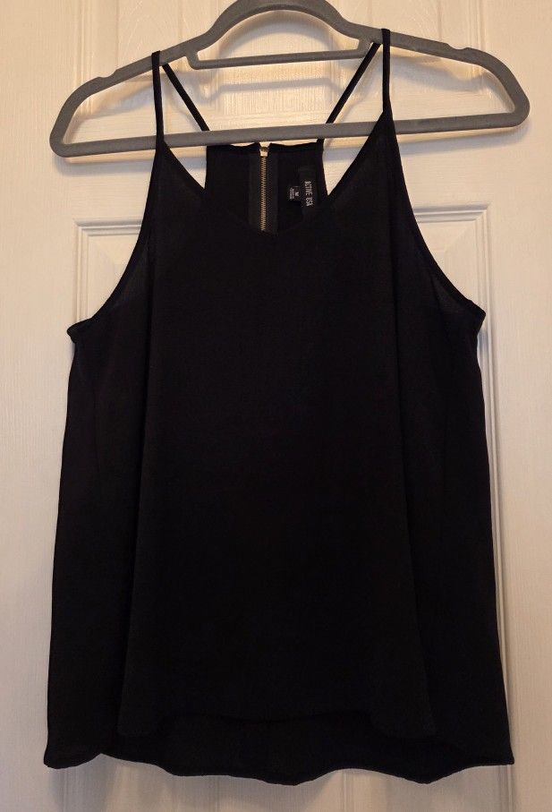 Womens Halter Swing Top With Gold Zipper Details On Back - Size M - Black
