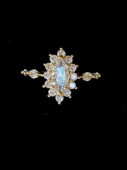 New Gold-Filled Halo Marquise Cut CZ Engagement Eternity ring in 7