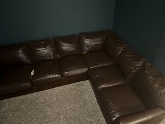 Brown Leather Sectional (needs TLC)