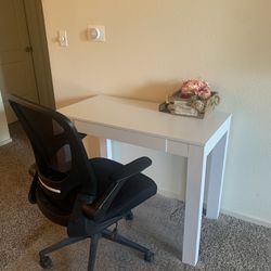 White Desk And Office Chair 