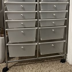  For Both $95 12-Drawer  and 4- Drawer Rolling Organizer Cart, Frosted White