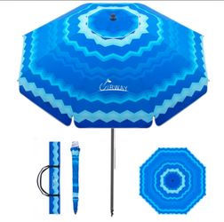 UIRWAY BEACH UMBRELLA MODEL UIRWAY. DIMENSIONS 102 X 102 INCHES