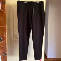 Elie Tahari Black Skinny Pants Faux Zip Pockets Leg Slit Size US XL