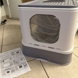 Foldable Cat Litter Box with Drawer, Large Capacity 