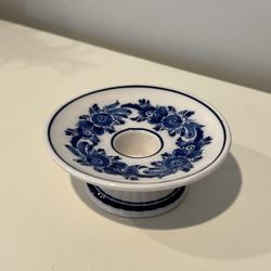 Vintage Delft Candle Holder - Elesva Holland - Blue and White Floral hand painted