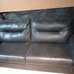 2 Black Leather Couches 