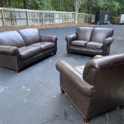 Top Grain Havertys Leather Sofa And Love Seat 