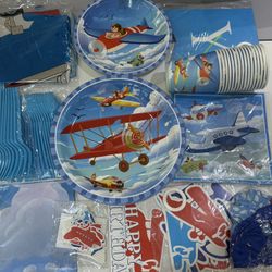 16 Guests Airplane Birthday Decorations 