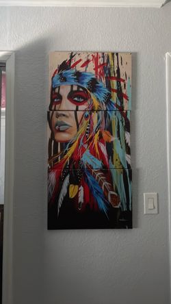 3-Panel Canvas Wall Art Native Woman