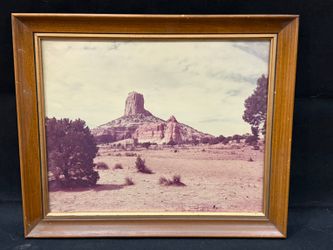 L.A. Franklin Western Desert Photograph – Red Rock Butte & Hogan, Vintage Color Print, Framed