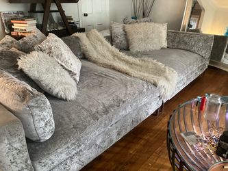 Two piece grey sofa (pillows not included)