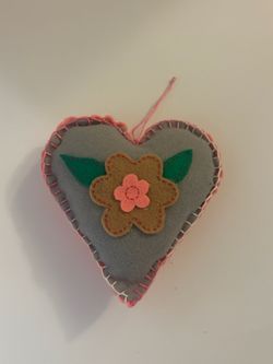 Handmade Felt Heart Ornament with Flower
