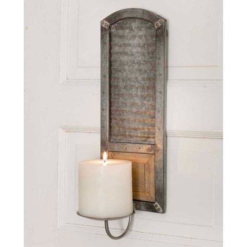16.5" H, Arch Metal Corrugated Shutter Candle Sconce Wall Decor Wall Hanging