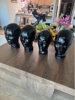 Vintage glass antique mannequin heads retro Boho 1970s