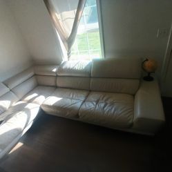 White Leather Sectional 