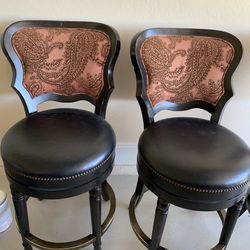 Pair Of Bar Stools Leather 