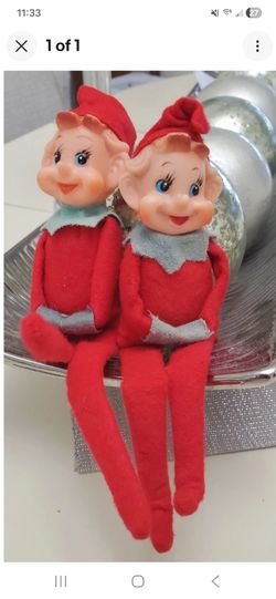 Vintage Christmas Elf Dolls Set of 2 Vintage