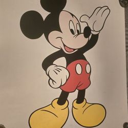 Vintage Mickey Mouse Large Poster 22x28"  By O.S.P. In CA #28-053 With 4 Pushpin Holes