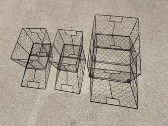 Set of 3 Rustic Chicken Wire Metal Storage Baskets | Farmhouse Organizer Bins