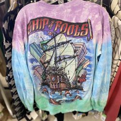 Vintage 2001 Grateful Dead Ship Of Fools Liquid Blue Tie-Dye T-Shirt