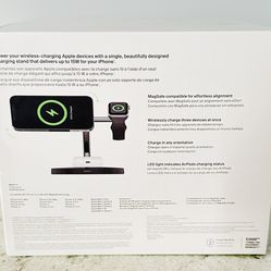 Brand New in Sealed Box Belkin 3-in-1 Wireless Charger with MagSafe Charging 15W, Black