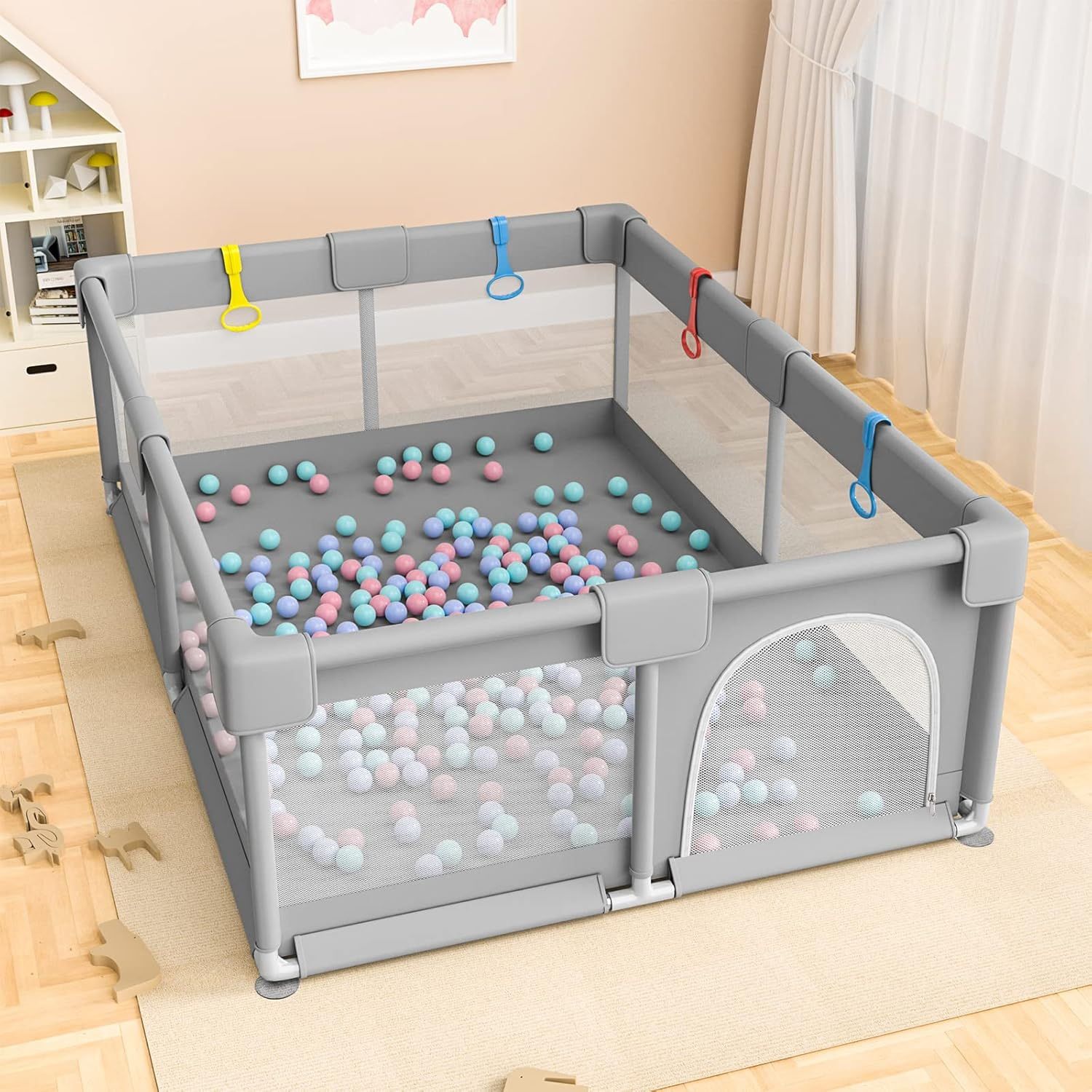 Dripex Baby Playpen, 79in×59in, Grey - Like Brand New