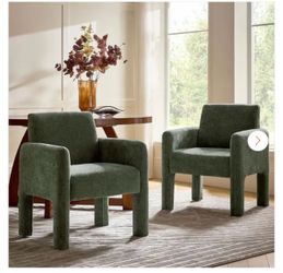 Novia Green Polyester Dining Chair with Wood Frame (Set of 2)