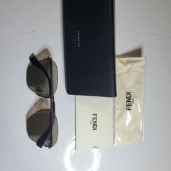 Brand New Fendi Sunglasses Men + Case, Black/Black Geometric Design