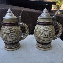 2 Mugs Avon Collectible Beer Stein: Bark Staysoil Schooner (1977)w