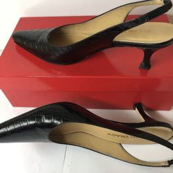 Ellen Tracy Sling Donna Croco Back Heels Made Italy Sz 71/2 AA
