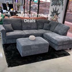 3-pc Sectional Sofa With Storage Ottoman 