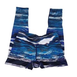 Apana Women's Athletic Leggings Blue Wave Pattern Size S