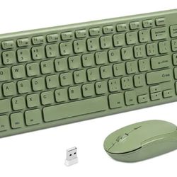 New HW156 2.4GHz Wireless Keyboard and Mouse Set, 96 Keys Full-Size Ultra Thin Silent Lightweight, Shared USB Receiver, Optical Mouse Combo for Laptop