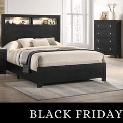 Queen Bed +Dresser+Mirror+Nightstand - Mattress Sold Separately 