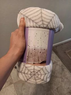 White Spider Web Plush Throw Blanket