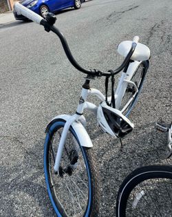 Blue and White Huffy Bicycle