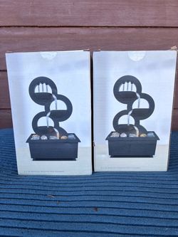Set of 2 Black Light Up True Living Table Top Fountain Battery Operated