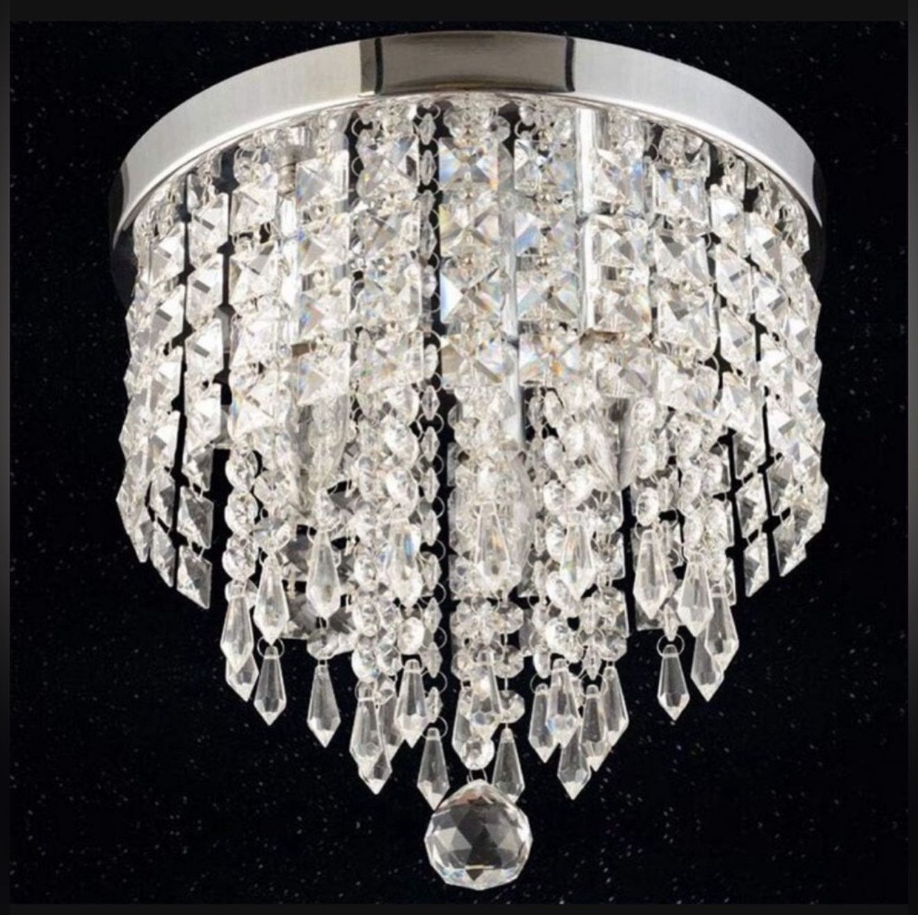 8.7 in. 3-Light Chrome Flush Mount Chandelier with K9 Crystals