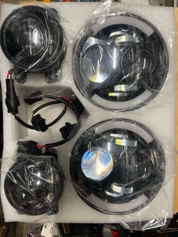Headlights and fog lights set led for Jeep wrangler 2007 thru 2017