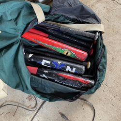 Baseball bats and foam helmets or hats