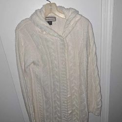 Women's White Long Sweater Size L