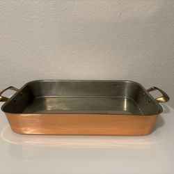 Small Roasting Pan Copper Brass Portugal 