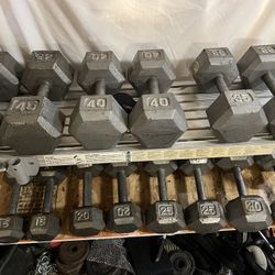 Dumbbells Hex Steel 15 to 45 
