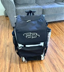 Boombah Rolling Superpack Baseball/Softball Gear Bag - Black & White