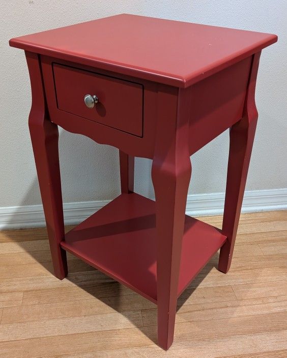 Red Wood Side Table