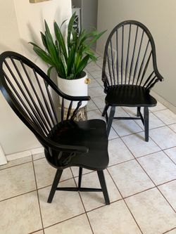 Wooden Set Arm chairs distressed black Great condition