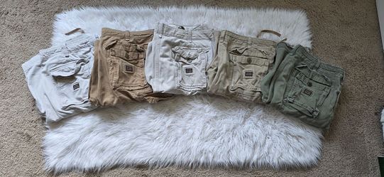 Bundle of 5 Abercrombie & Fitch Men’s Classic Cargo Shorts - Size 38 - Y2K Vintage Style