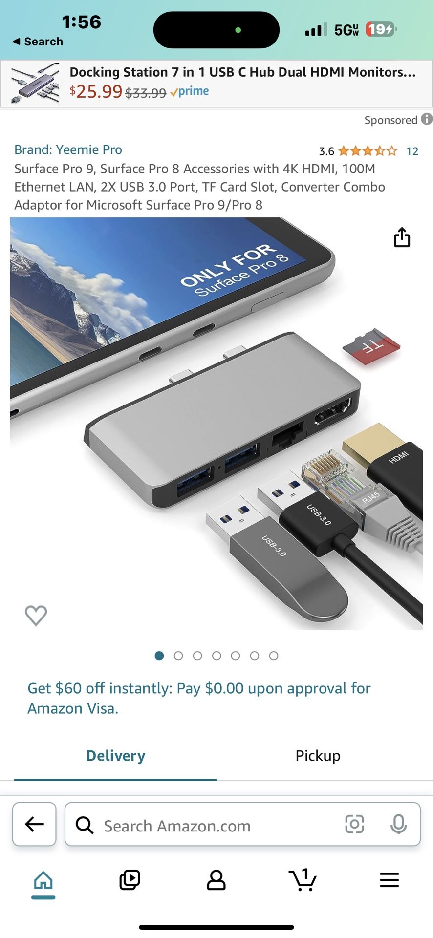 5 In 2 Surface Pro 8 Converter Combo Adapter
