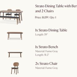 Like Brand New - Castlery Dining Table With Picnic bench and Two Chairs  