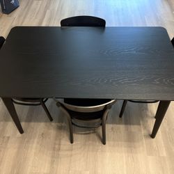 Black Wood Dining Table Set 